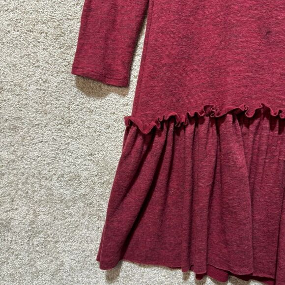 Anthropologie Sunday in Brooklyn Sweater Dress Women's Large Wine ruffle hem NWT - Picture 8 of 16
